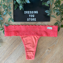 Load image into Gallery viewer, LACE-WAIST THONG PANTY - CORAL ORANGE
