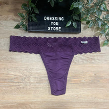 Load image into Gallery viewer, LACE-WAIST THONG PANTY - PURPLE
