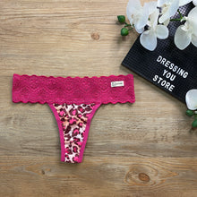 Load image into Gallery viewer, LACE-WAIST THONG PANTY - ANIMAL PRINT PINK
